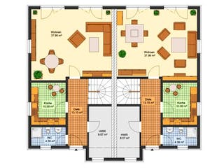 Massivhaus Doppelhaus KLINGENTHAL von Aktuell Bau,  Grundriss 1