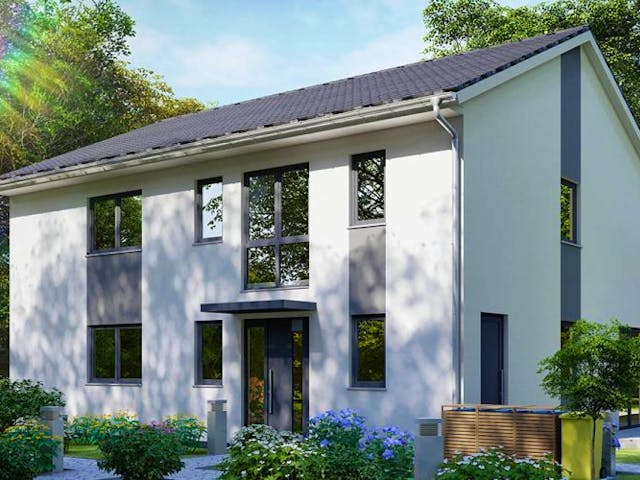 Massivhaus Doppelhaus KÖNIGSBRÜCK von Aktuell Bau,  Außenansicht 1