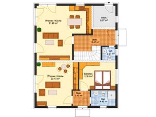 Massivhaus Doppelhaus KÖNIGSBRÜCK von Aktuell Bau, Grundriss 2