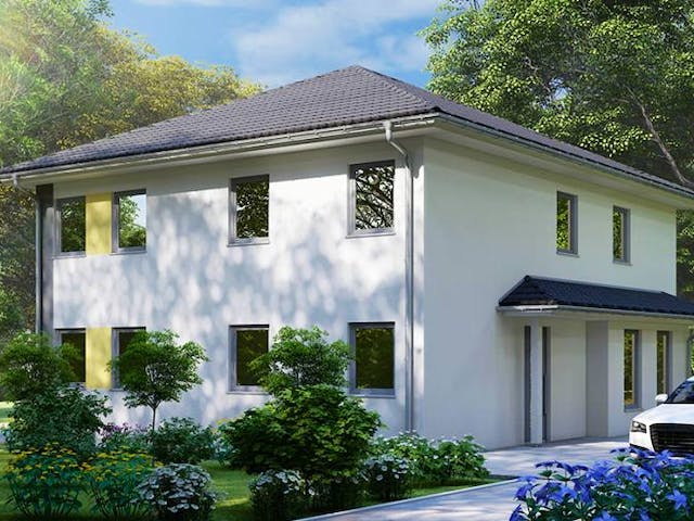 Massivhaus Doppelhaus MARIENBERG von Aktuell Bau,  Außenansicht 1