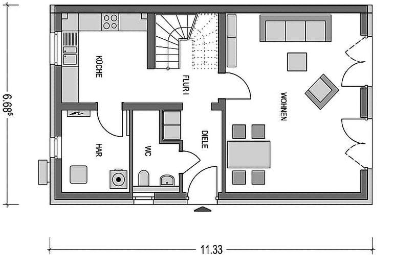 Massivhaus Doppelhaus S451 von Heinz von Heiden,  Grundriss 1
