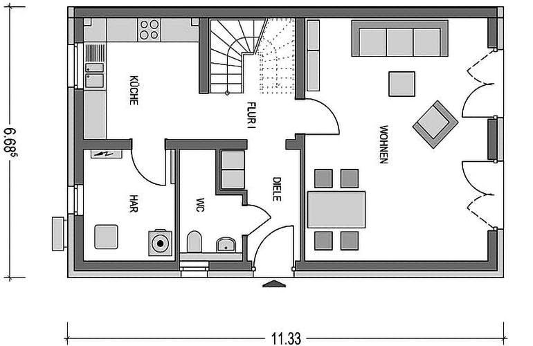 Massivhaus Doppelhaus S451 von Heinz von Heiden, Grundriss 1