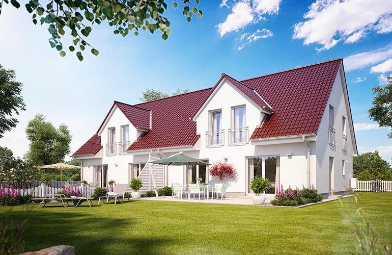 Massivhaus Doppelhaus S840 von Heinz von Heiden, Außenansicht 1
