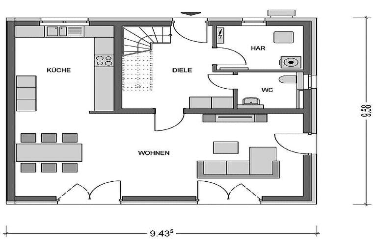 Massivhaus Doppelhaus S840 von Heinz von Heiden,  Grundriss 2
