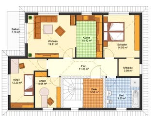 Massivhaus Doppelhaus SCHNEEBERG von Aktuell Bau, Grundriss 1