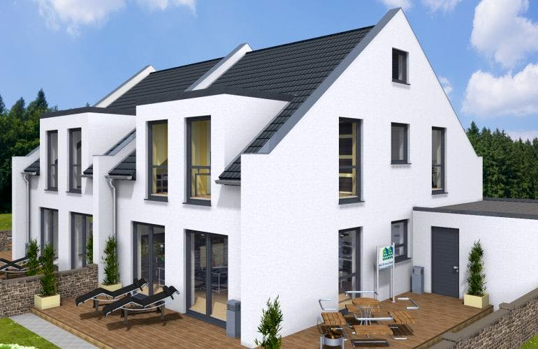 Massivhaus Doppelhaus TWIN 110 SD von Wäller-Haus Schlüsselfertig ab 249900€,  Außenansicht 1