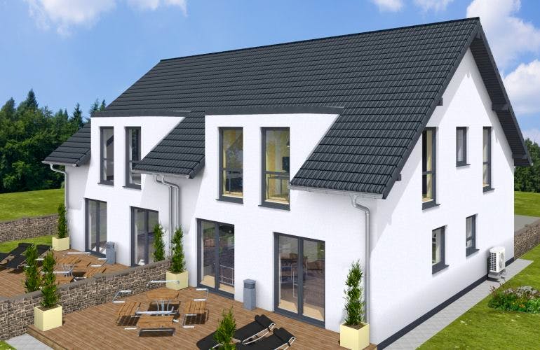 Massivhaus Doppelhaus TWIN 120 SD-FDG von Wäller-Haus Schlüsselfertig ab 264900€, Außenansicht 1