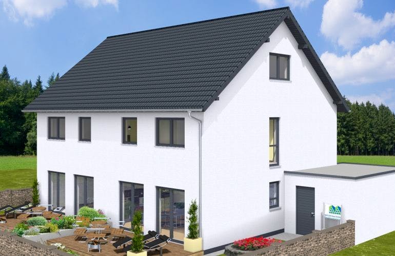 Massivhaus Doppelhaus TWIN 135 SD von Wäller-Haus Schlüsselfertig ab 269900€, Außenansicht 1