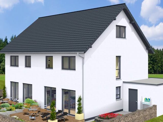 Massivhaus Doppelhaus TWIN 135 SD von Wäller-Haus Schlüsselfertig ab 269900€,  Außenansicht 2