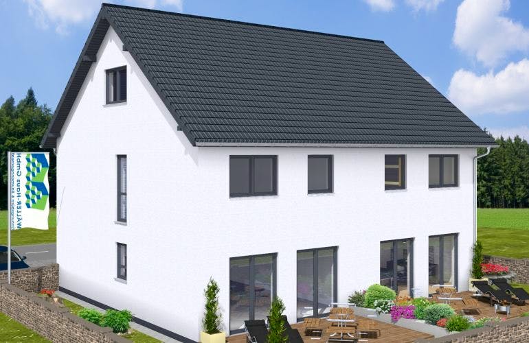 Massivhaus Doppelhaus TWIN 135 SD von Wäller-Haus Schlüsselfertig ab 269900€, Außenansicht 2