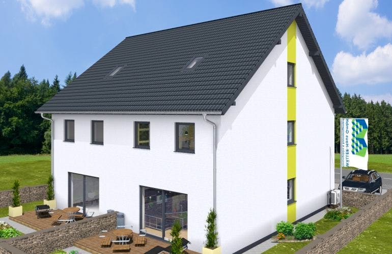 Massivhaus Doppelhaus Twin 150 SD von Wäller-Haus Schlüsselfertig ab 319900€, Außenansicht 2