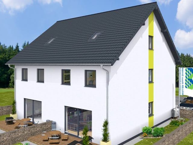 Massivhaus Doppelhaus Twin 150 SD von Wäller-Haus Schlüsselfertig ab 319900€,  Außenansicht 1