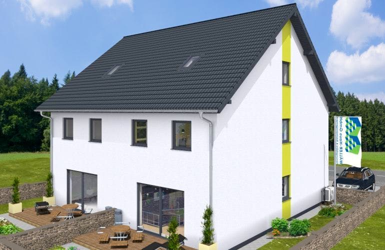 Massivhaus Doppelhaus Twin 150 SD von Wäller-Haus Schlüsselfertig ab 319900€,  Außenansicht 1
