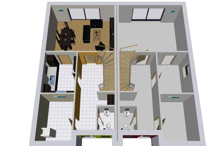 Massivhaus Doppelhaus Twin 150 SD von Wäller-Haus Schlüsselfertig ab 319900€, Grundriss 1