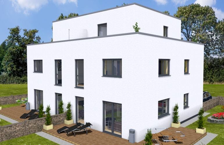 Massivhaus Doppelhaus TWIN 165 FD von Wäller-Haus Schlüsselfertig ab 249900€, Außenansicht 1