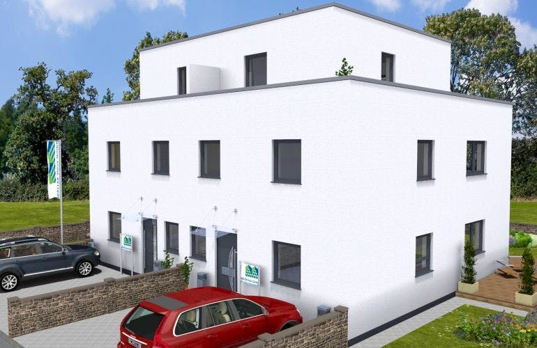 Massivhaus Doppelhaus TWIN 165 FD von Wäller-Haus Schlüsselfertig ab 249900€, Außenansicht 2