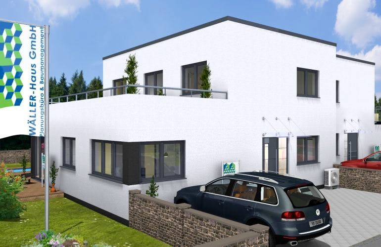 Massivhaus Doppelhaus TWIN 170 FD von Wäller-Haus Schlüsselfertig ab 294900€, Außenansicht 2