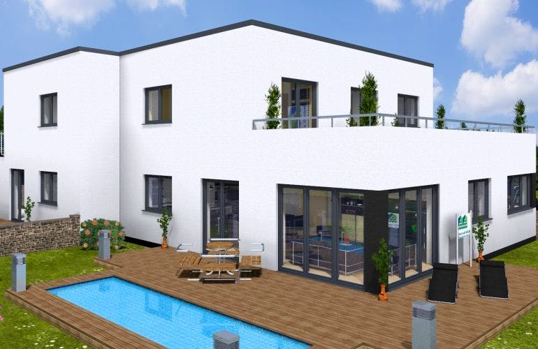 Massivhaus Doppelhaus TWIN 170 FD von Wäller-Haus Schlüsselfertig ab 294900€, Außenansicht 1
