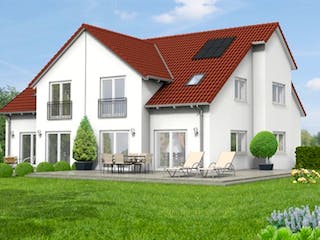 Massivhaus Doppelhaus Variante 15 von Grundsteinhaus Schlüsselfertig ab 221900€, Außenansicht 1