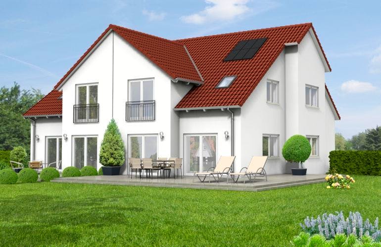 Massivhaus Doppelhaus Variante 15 von Grundsteinhaus Schlüsselfertig ab 221900€, Außenansicht 1