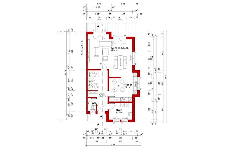 Massivhaus Doppelhaus Variante 15 von Grundsteinhaus Schlüsselfertig ab 221900€, Grundriss 1