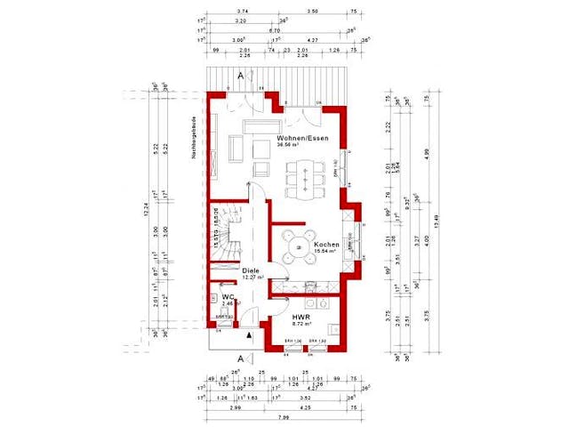 Massivhaus Doppelhaus Variante 15 von Grundsteinhaus Schlüsselfertig ab 221900€,  Grundriss 1