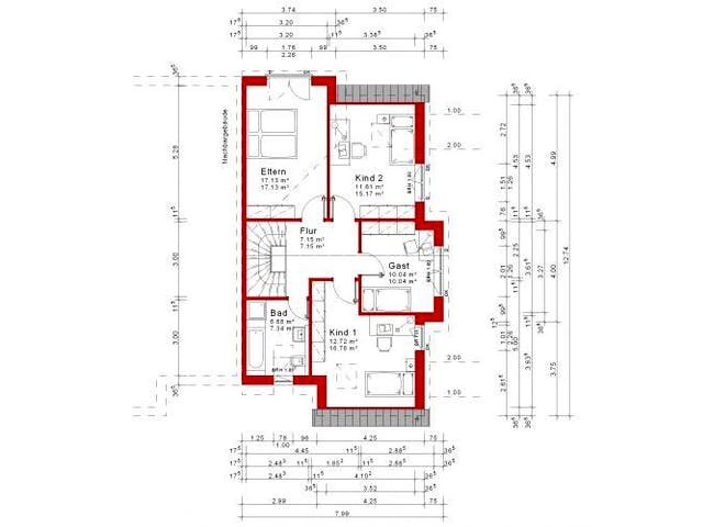 Massivhaus Doppelhaus Variante 15 von Grundsteinhaus Schlüsselfertig ab 221900€,  Grundriss 2