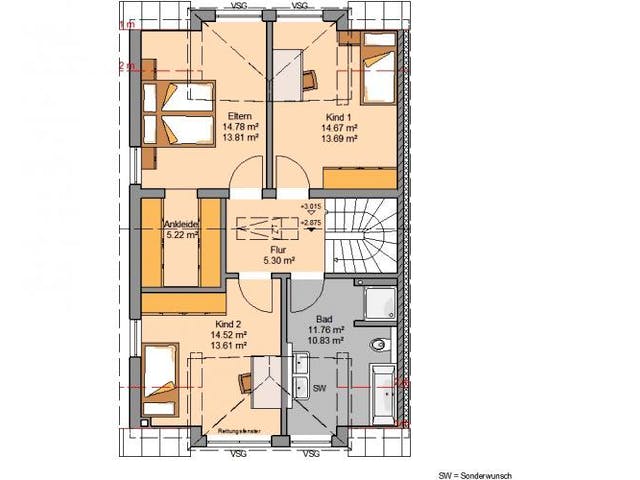 Massivhaus DOPPELHAUS VISEO von KHC Bauträger Schlüsselfertig ab 377900€,  Grundriss 1