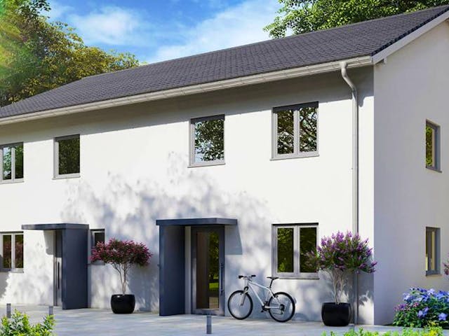 Massivhaus Doppelhaus WALDHEIM von Aktuell Bau,  Außenansicht 1