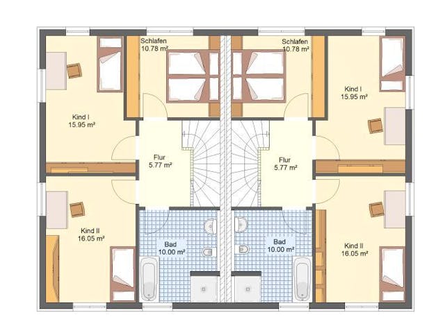 Massivhaus Doppelhaus WALDHEIM von Aktuell Bau,  Grundriss 2