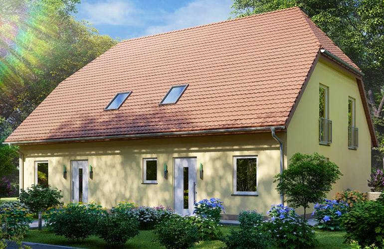 Massivhaus Doppelhaus WANNSEE von Aktuell Bau, Außenansicht 2