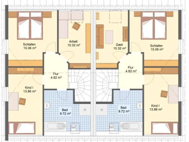 Massivhaus Doppelhaus WANNSEE von Aktuell Bau,  Grundriss 1