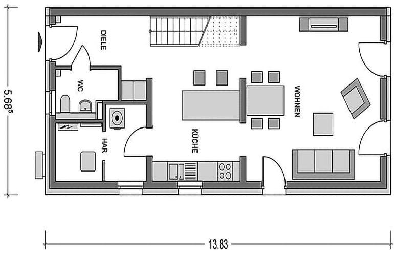 Massivhaus Doppelhaus Z280 (inactive) von Heinz von Heiden,  Grundriss 1