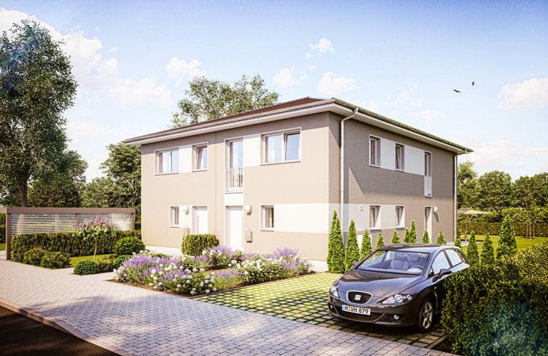Massivhaus Doppelhaus Z281 von Heinz von Heiden, Außenansicht 1