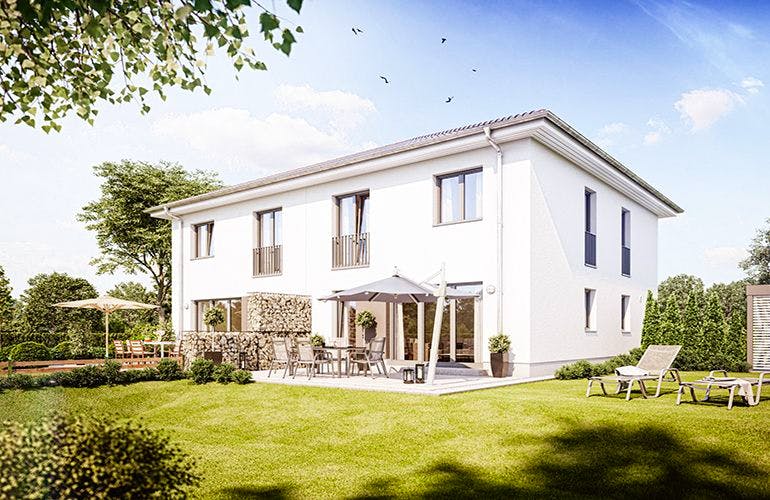 Massivhaus Doppelhaus Z551 von Heinz von Heiden Schlüsselfertig ab 221074€, Außenansicht 2