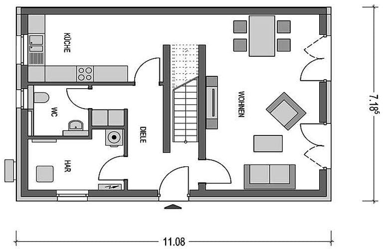Massivhaus Doppelhaus Z551 von Heinz von Heiden Schlüsselfertig ab 221074€,  Grundriss 1