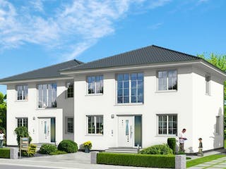 Massivhaus DOPPELHAUS von domoplan massivhaus, Außenansicht 1