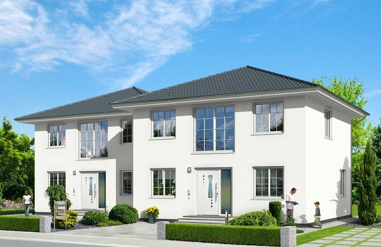 Massivhaus DOPPELHAUS von domoplan massivhaus, Außenansicht 1