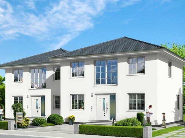 Massivhaus DOPPELHAUS von domoplan massivhaus, Außenansicht 1