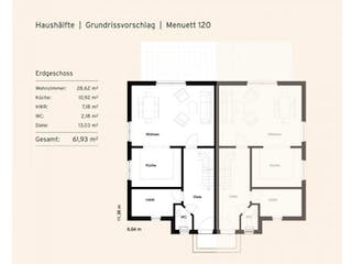 Massivhaus Doppelhaushälfte Menuett 120 von Rostow Massivhaus,  Grundriss 1