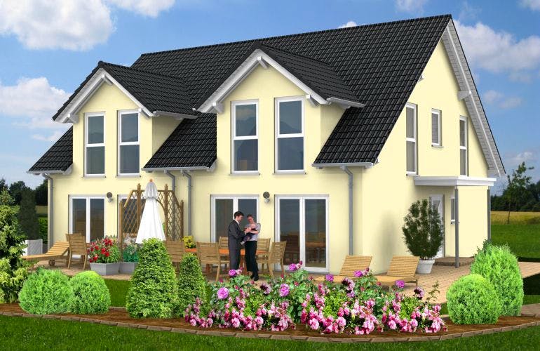 Massivhaus Doppelhaushälfte Mittelfischbach100-005 von Econ Das Haus, Außenansicht 1