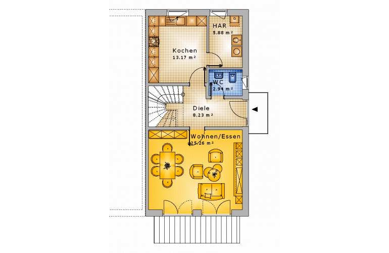 Massivhaus Doppelhaushälfte Mittelfischbach100-005 von Econ Das Haus, Grundriss 1