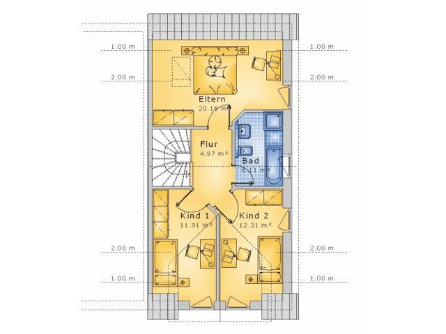 Massivhaus Doppelhaushälfte Mittelfischbach100-005 von Econ Das Haus, Grundriss 1 Massivhaus Doppelhaushälfte Mittelfischbach100-005 von Econ Das Haus, Grundriss 1