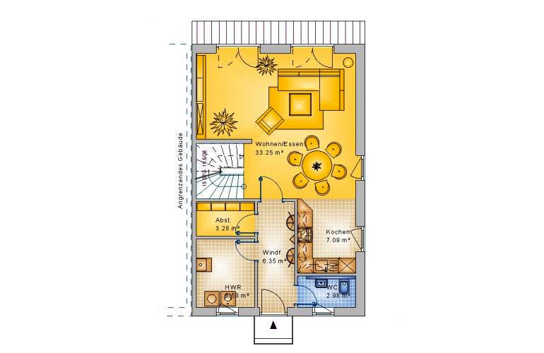 Massivhaus Doppelhaushälfte Steinebach 100-028 von Econ Das Haus, Grundriss 1