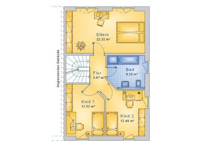 Massivhaus Doppelhaushälfte Steinebach 100-028 von Econ Das Haus, Grundriss 1 Massivhaus Doppelhaushälfte Steinebach 100-028 von Econ Das Haus, Grundriss 1
