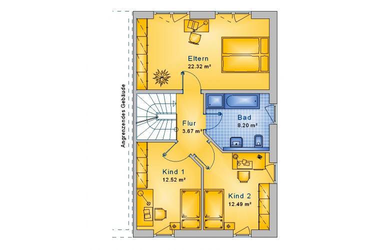 Massivhaus Doppelhaushälfte Steinebach 100-028 von Econ Das Haus, Grundriss 2