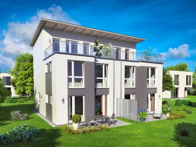 Massivhaus Doppelhaushälfte Valencia von Rostow Massivhaus, Außenansicht 1 Massivhaus Doppelhaushälfte Valencia von Rostow Massivhaus, Außenansicht 1