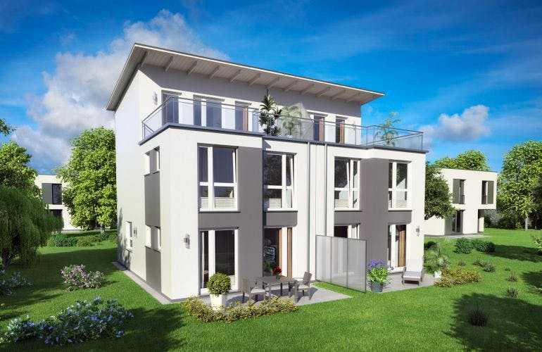Massivhaus Doppelhaushälfte Valencia von Rostow Massivhaus, Außenansicht 1