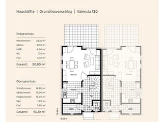Massivhaus Doppelhaushälfte Valencia von Rostow Massivhaus,  Grundriss 2
