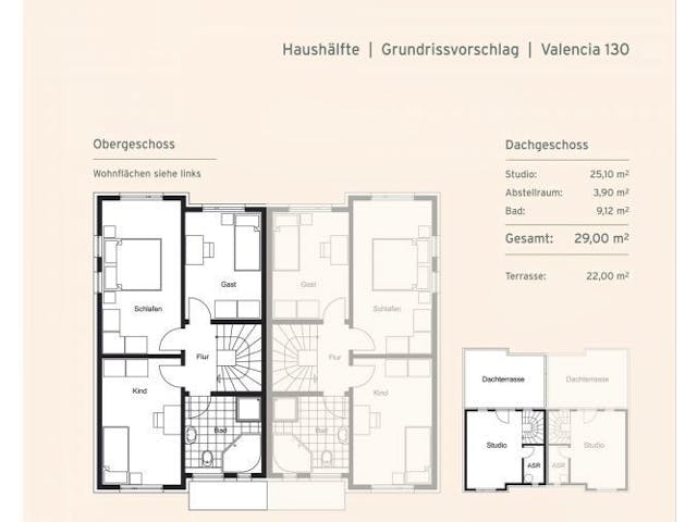 Massivhaus Doppelhaushälfte Valencia von Rostow Massivhaus, Grundriss 1 Massivhaus Doppelhaushälfte Valencia von Rostow Massivhaus, Grundriss 1